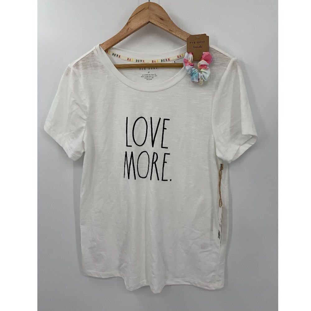 NWT Rae Dunn LOVE MORE T-Shirt Short Sleeve White